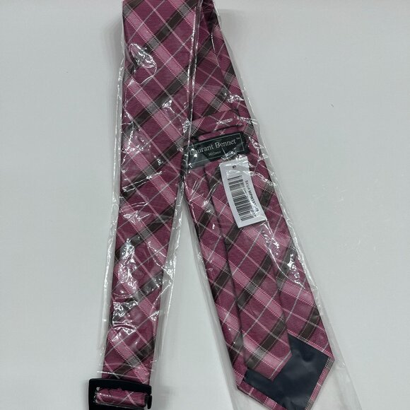 Neck Tie - Men's - Pink/ Black/ Silver Plaid Design- NWT - Picture 2 of 3